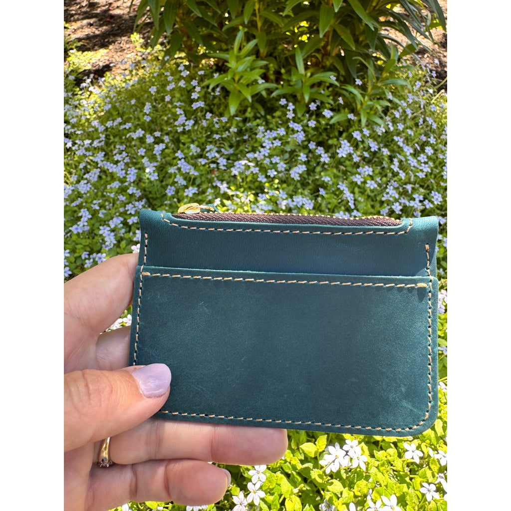Genuine Leather Wallet OCEAN BLUE Credit Card Holder Black Leather Wallet