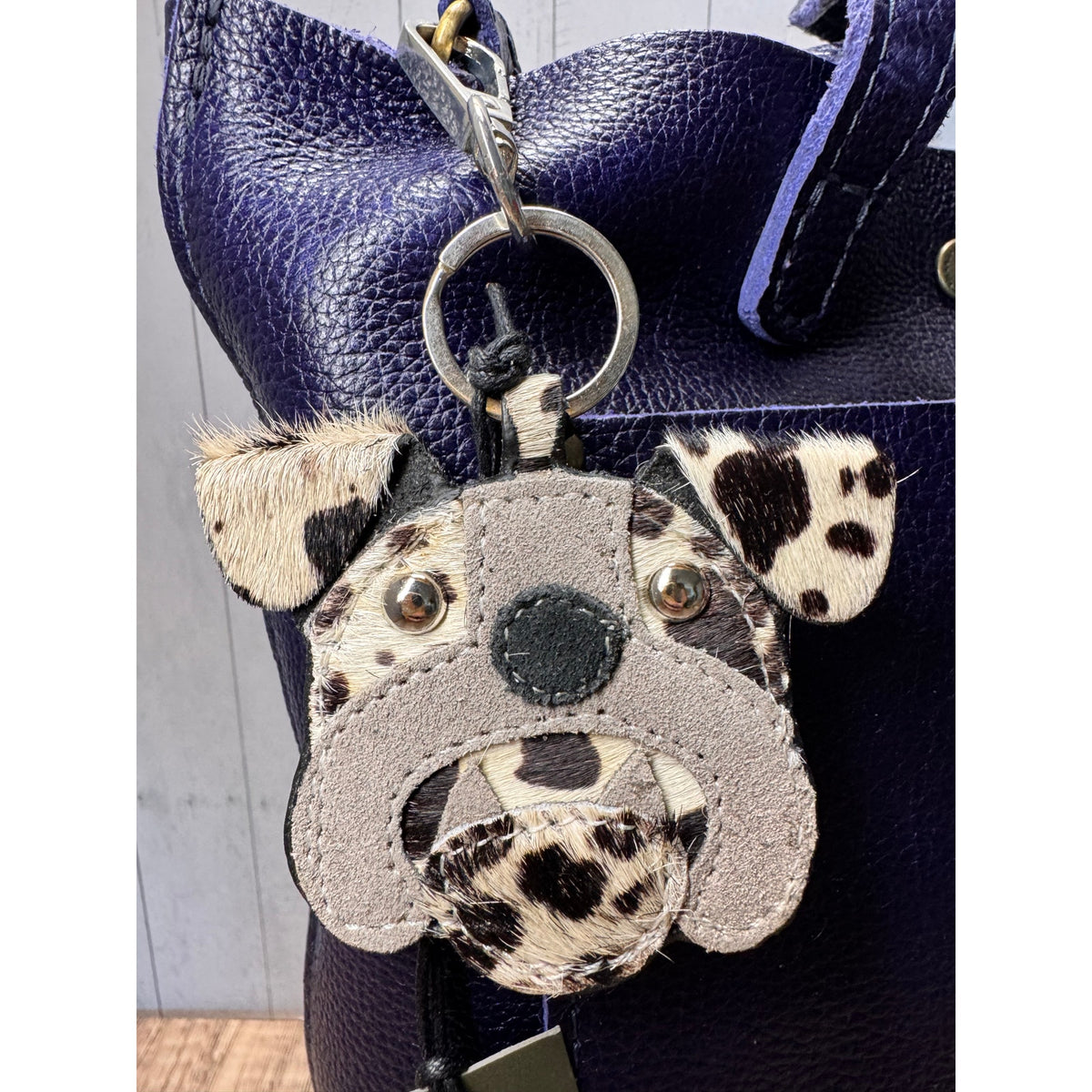 Cute English Bulldog Purse Charm Dog Lover Genuine Leather Bag Charm