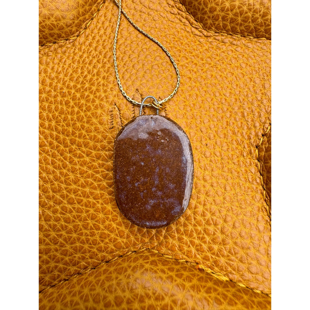 Kiln Fired Ceramic Oval Pendant Necklace Ceramic Made in Oregon