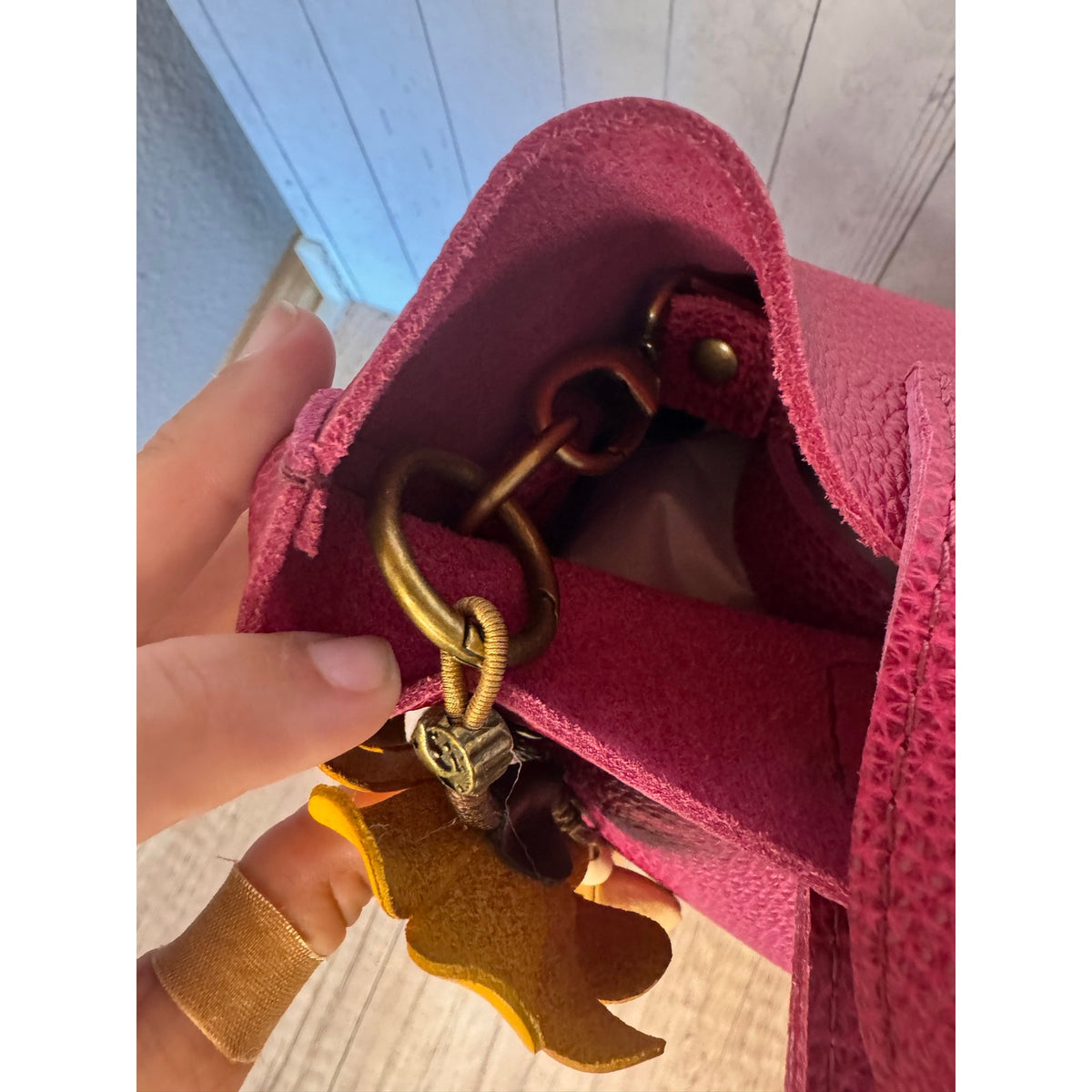 Yellow Summer Daisy Purse Charm Genuine Leather Sunflower Flower Bag Charm NEW!
