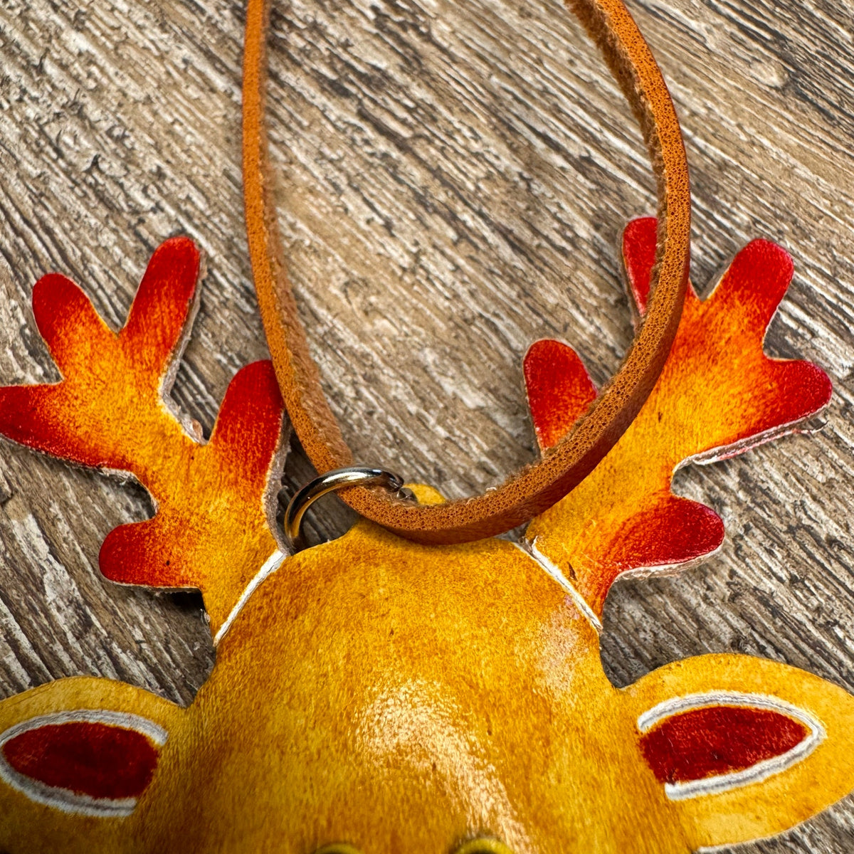 Reindeer Purse Charm Genuine Leather Bag Charm Rudolph Red Nosed Reindeer