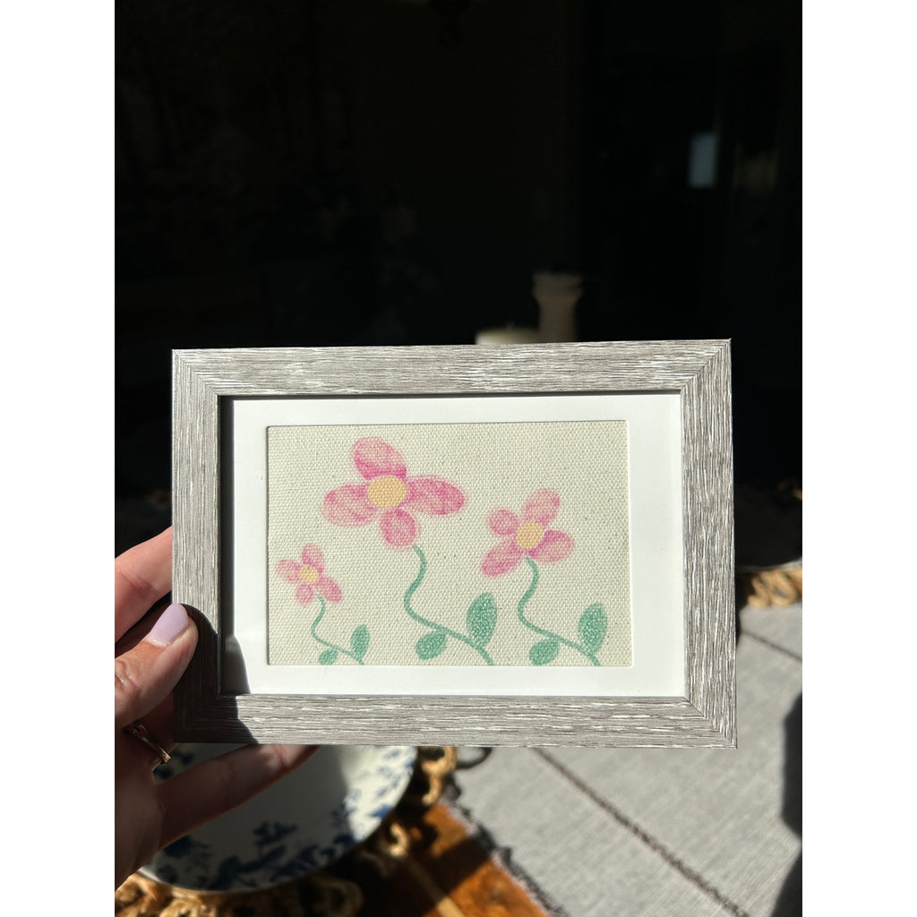 Pink Daisy Flowers Mini Picture Frame 6 x 4 Original Wall Art Canvas Printed