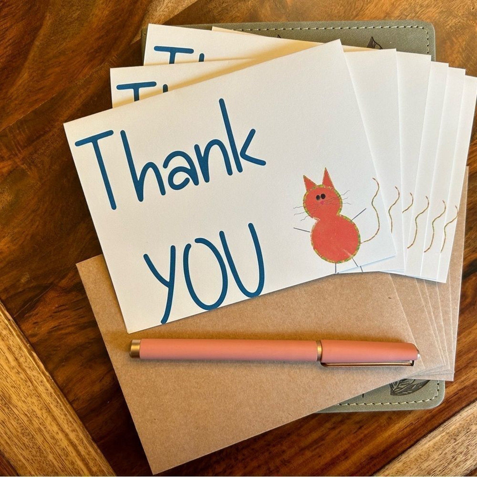 Greeting Cards Thank You Cards for Cat Lover Set of 6 w/Envelopes Blank Cards
