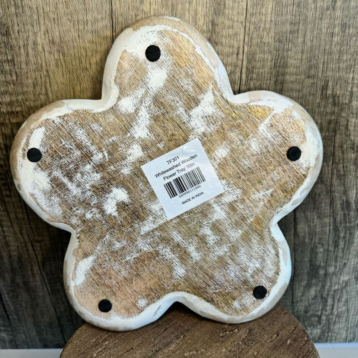 Rustic Flower Plate Whitewashed Decorative Bowl Farmhouse Design NEW FAST SHIP