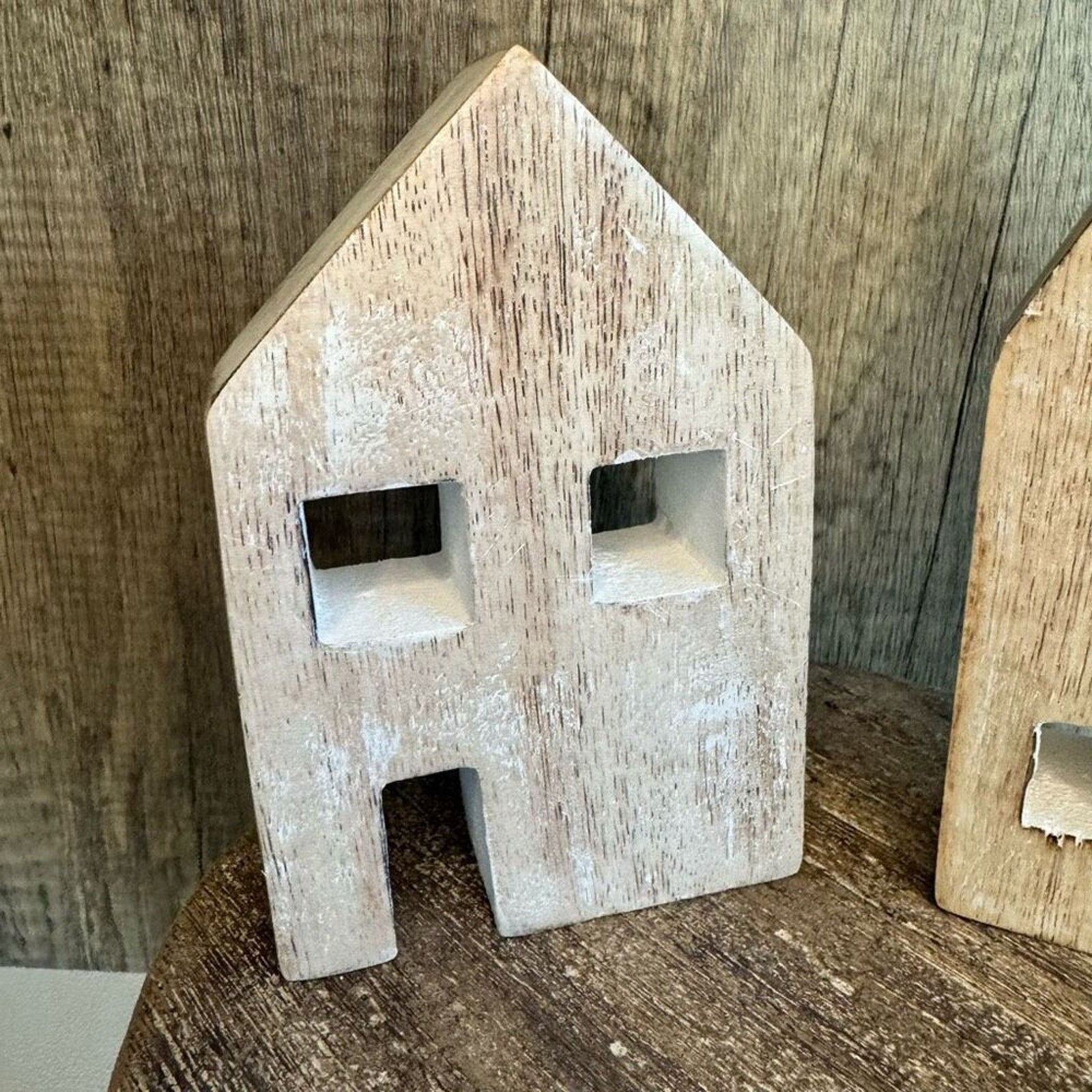 Rustic Neutral Home Decor Mango Wood Houses NEW FAST SHIP