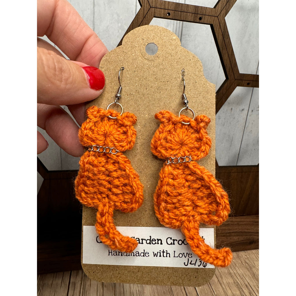 Ginger Cat Crochet Earrings Orange Kitty Accessories Orange Cat Earrings