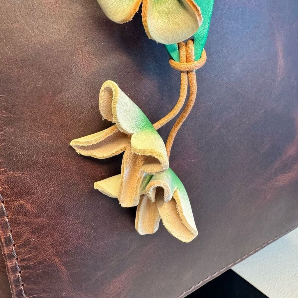 Genuine Leather Flower Bag Charm Crossbody Purse Hibiscus Flower Bag Charm NEW