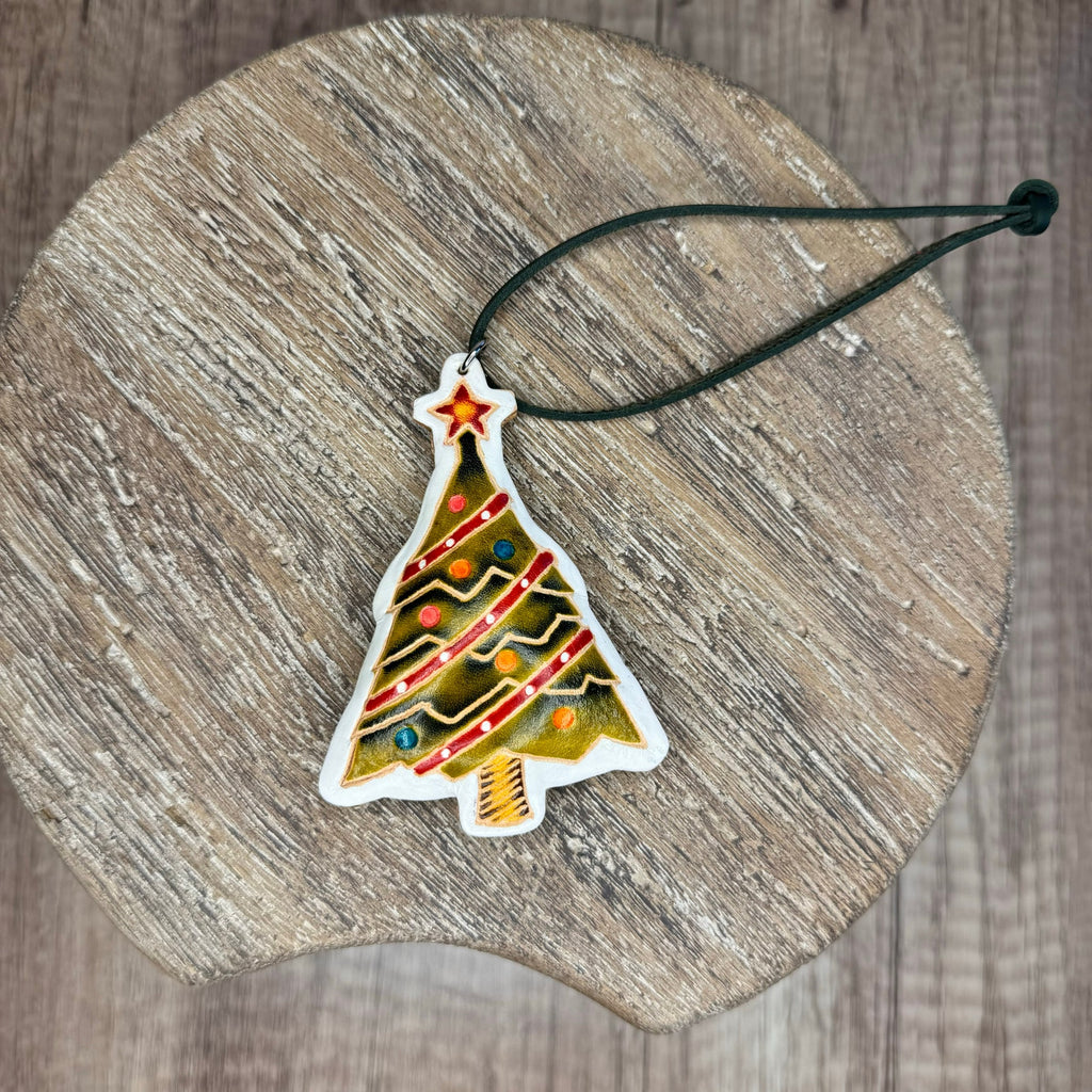 Christmas Tree Purse Charm Genuine Leather Holiday Bag Charm Christmas Trees