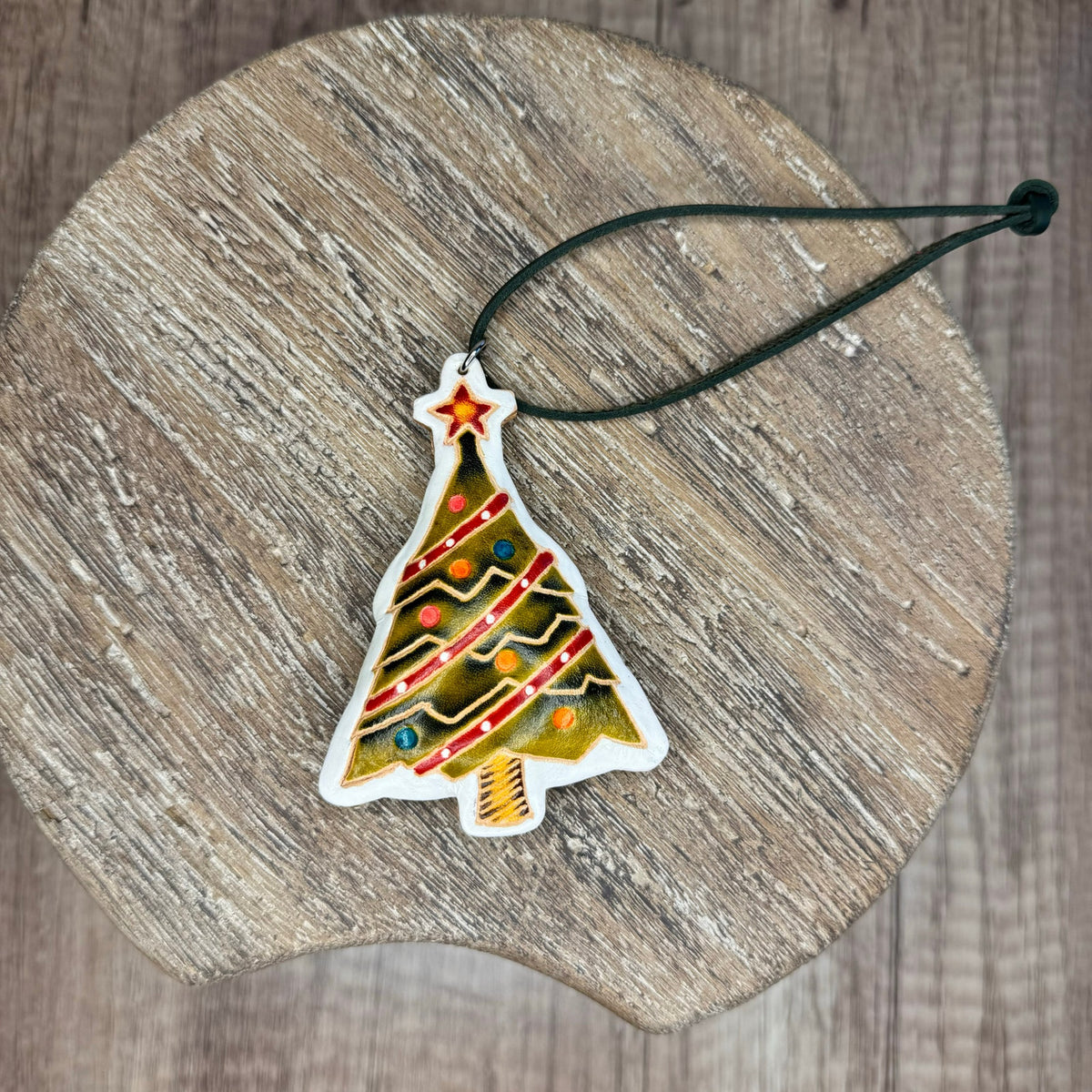 Christmas Tree Purse Charm Genuine Leather Holiday Bag Charm Christmas Trees