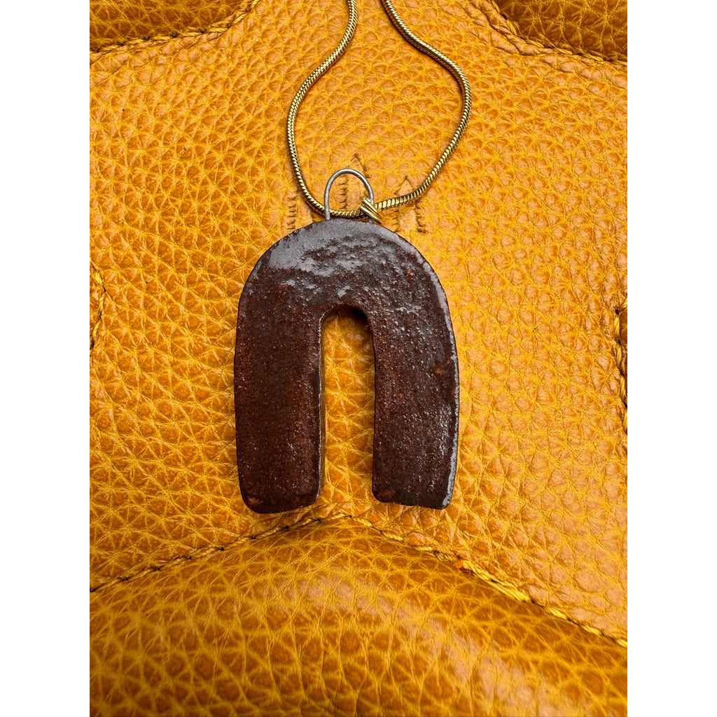 Horsehoe Pendant Necklace Ceramic Kiln Fired Handcrafted Pendant Jewelry