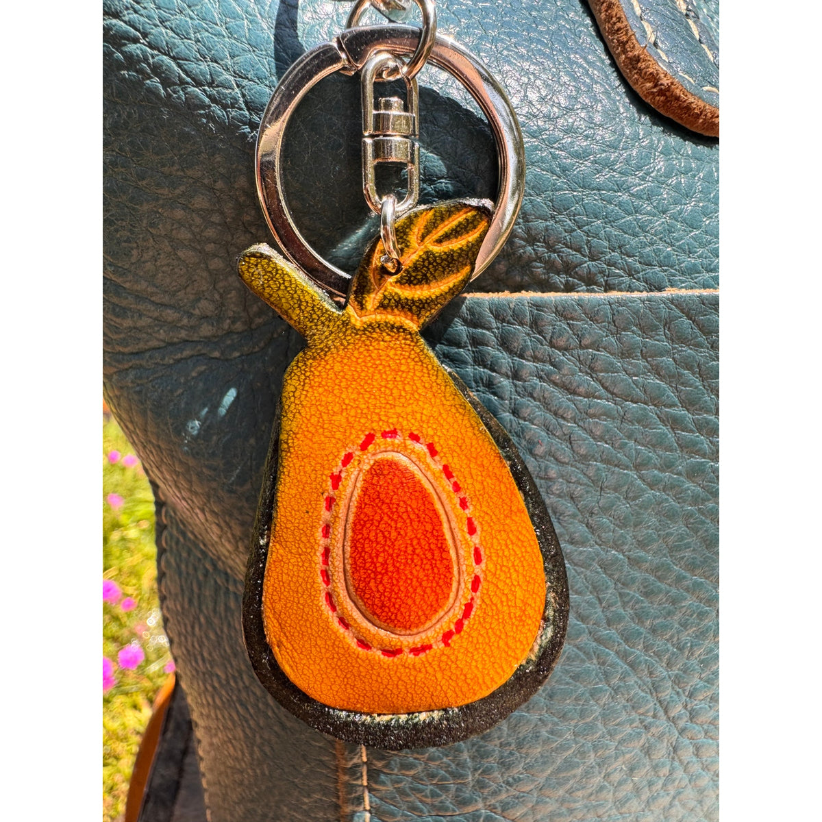 Genuine Leather Avocado Purse Charm Hand Painted Avocado Bag Charm NEW!
