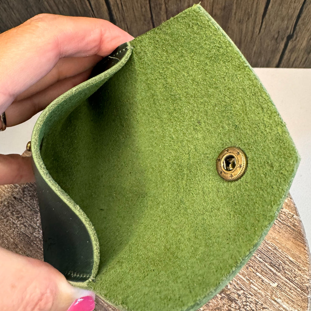 Genuine Leather Wallet  DARK GREEN Credit Card Holder Wallet NEW FAST SHIP