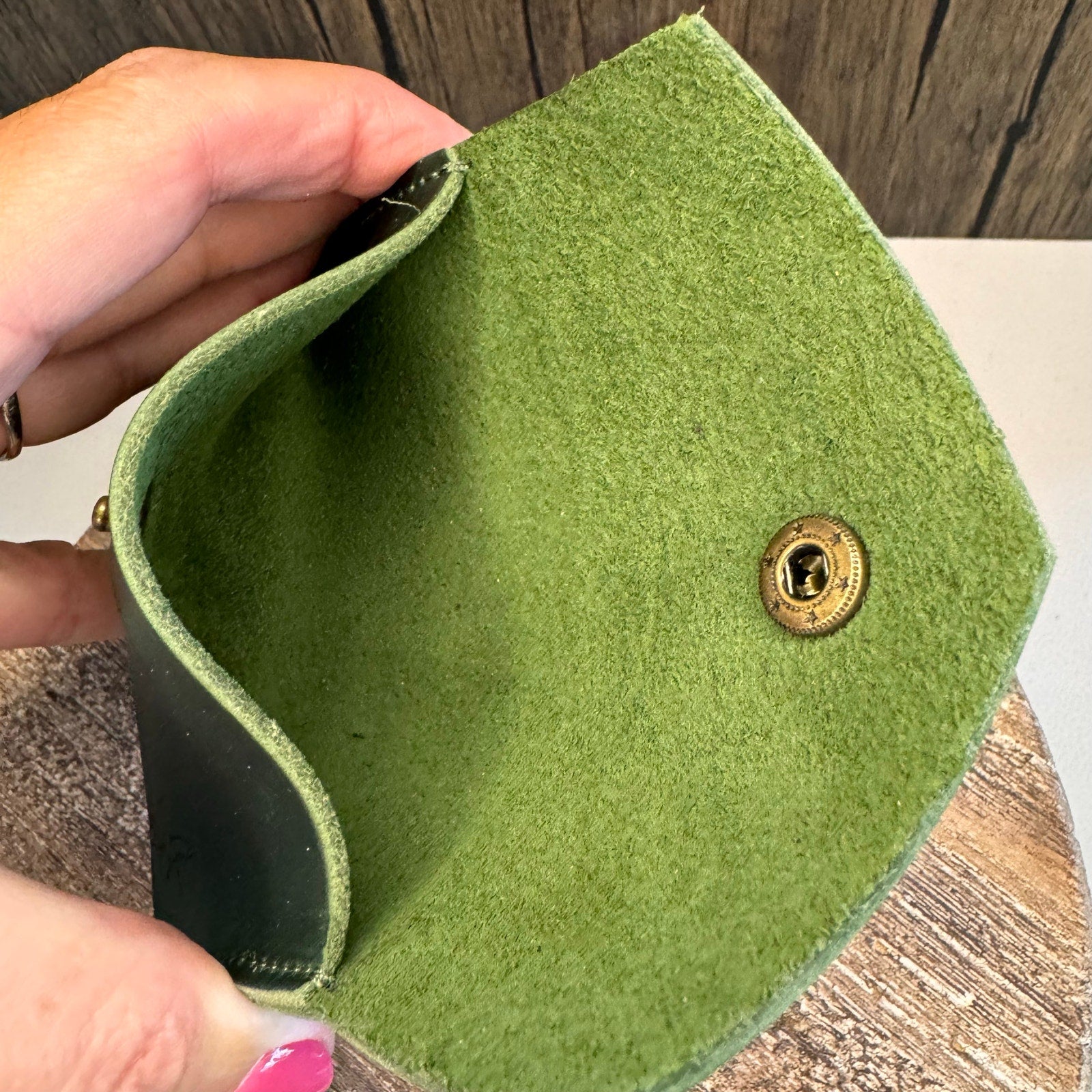 Genuine Leather Wallet  DARK GREEN Credit Card Holder Wallet NEW FAST SHIP
