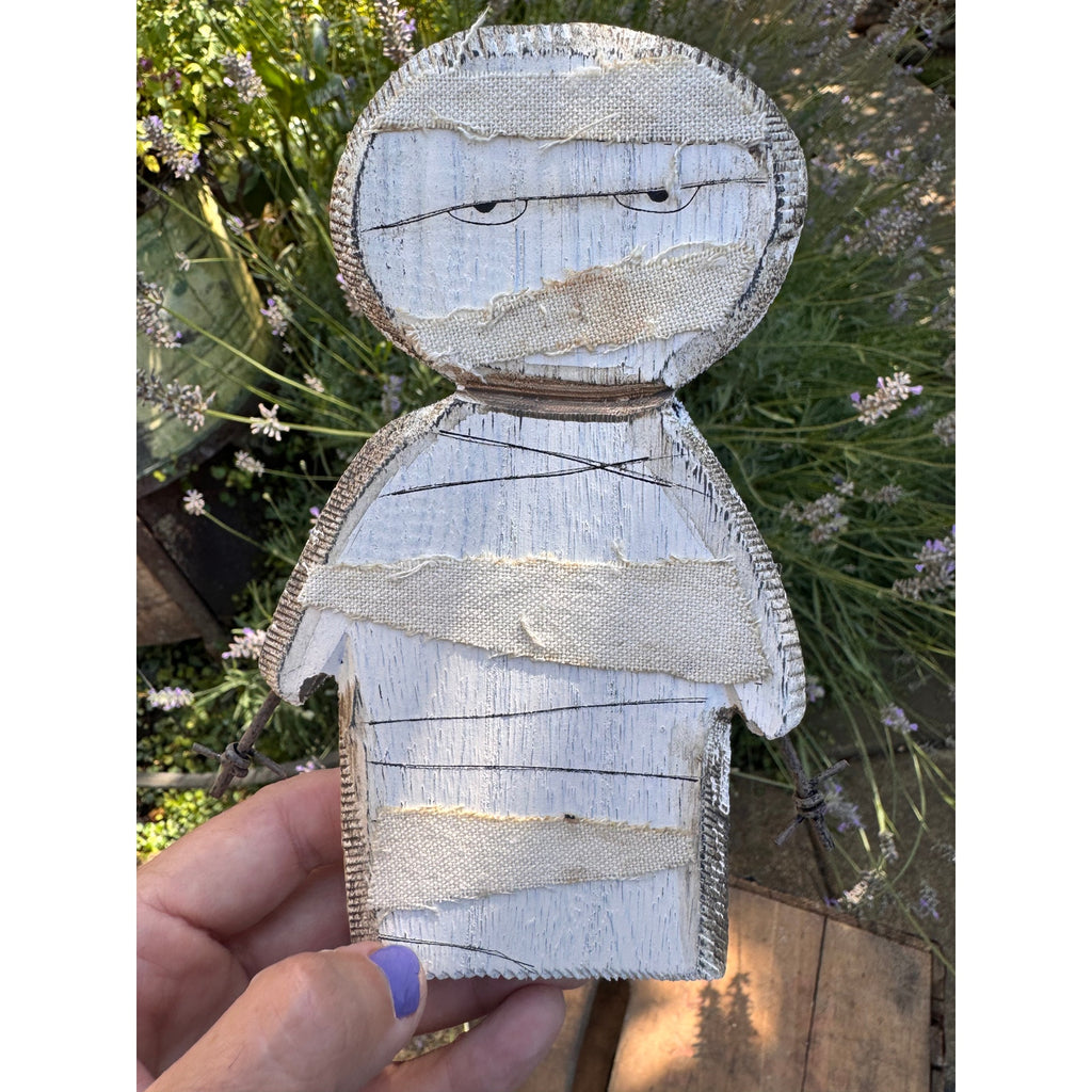 Rustic Halloween Home Decor Sitter Wood Mummy Fall Decoration FAST SHIP NEW