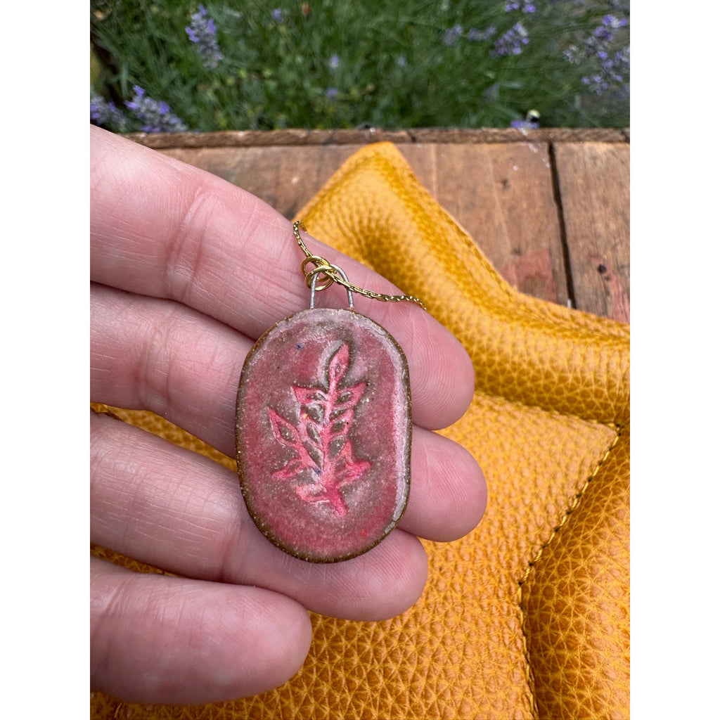 Kiln Fired Ceramic Oval Pendant Necklace Ceramic Made in Oregon