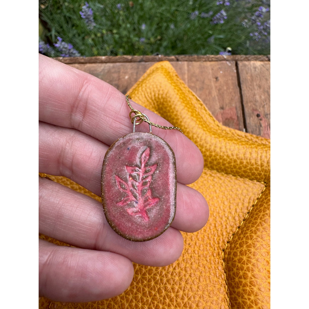 Kiln Fired Ceramic Oval Pendant Necklace Ceramic Made in Oregon