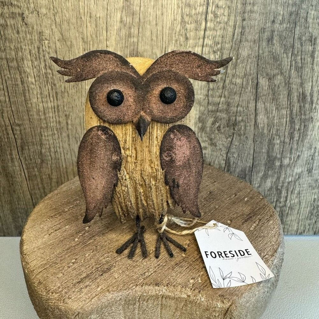 Rustic Wood Metal Owl Home Decor NEW FAST SHIP