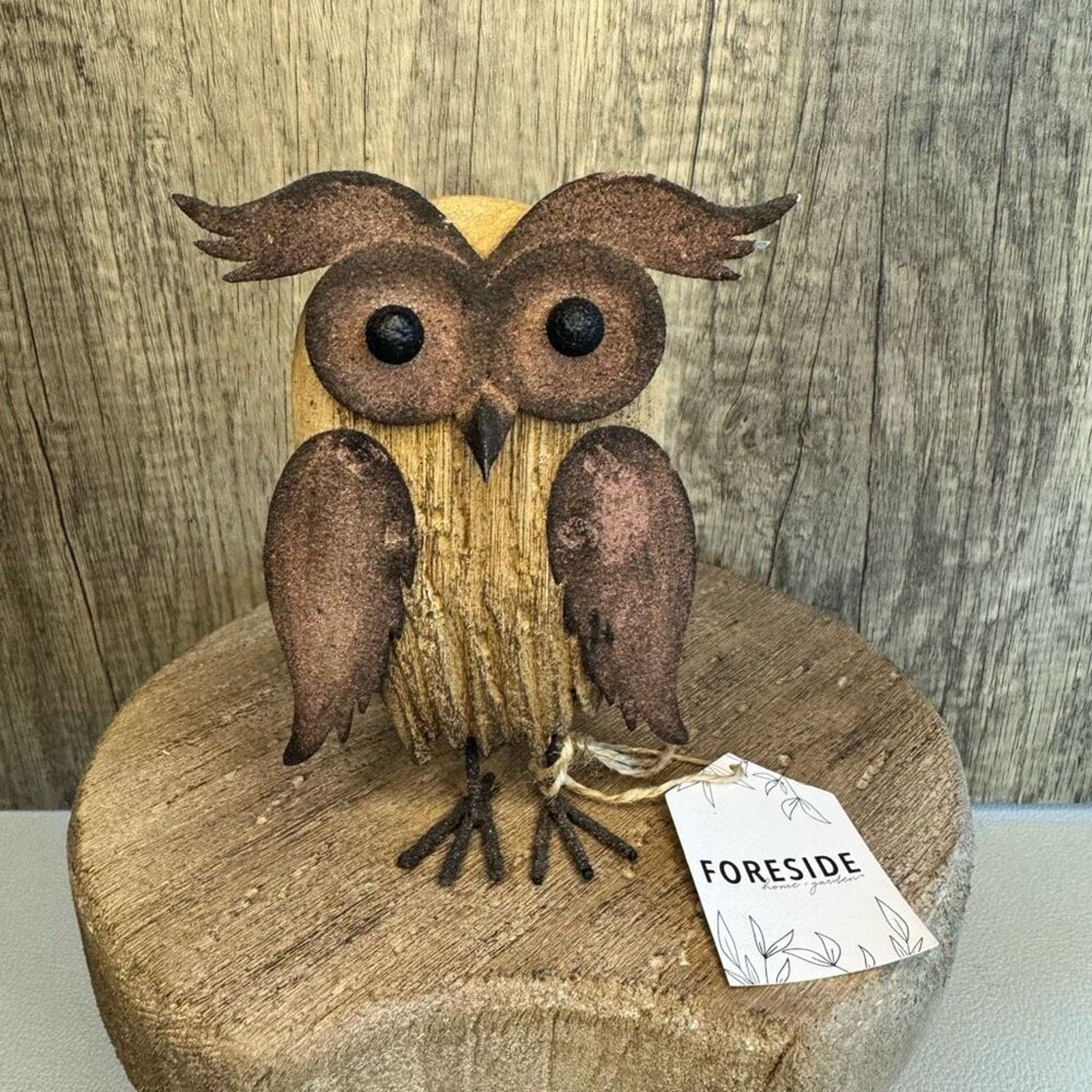 Rustic Wood Metal Owl Home Decor NEW FAST SHIP