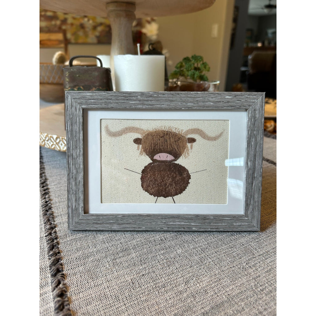 Scottish Highland Cow Mini Print Frame Original Desk Wall Art West Hills Studio