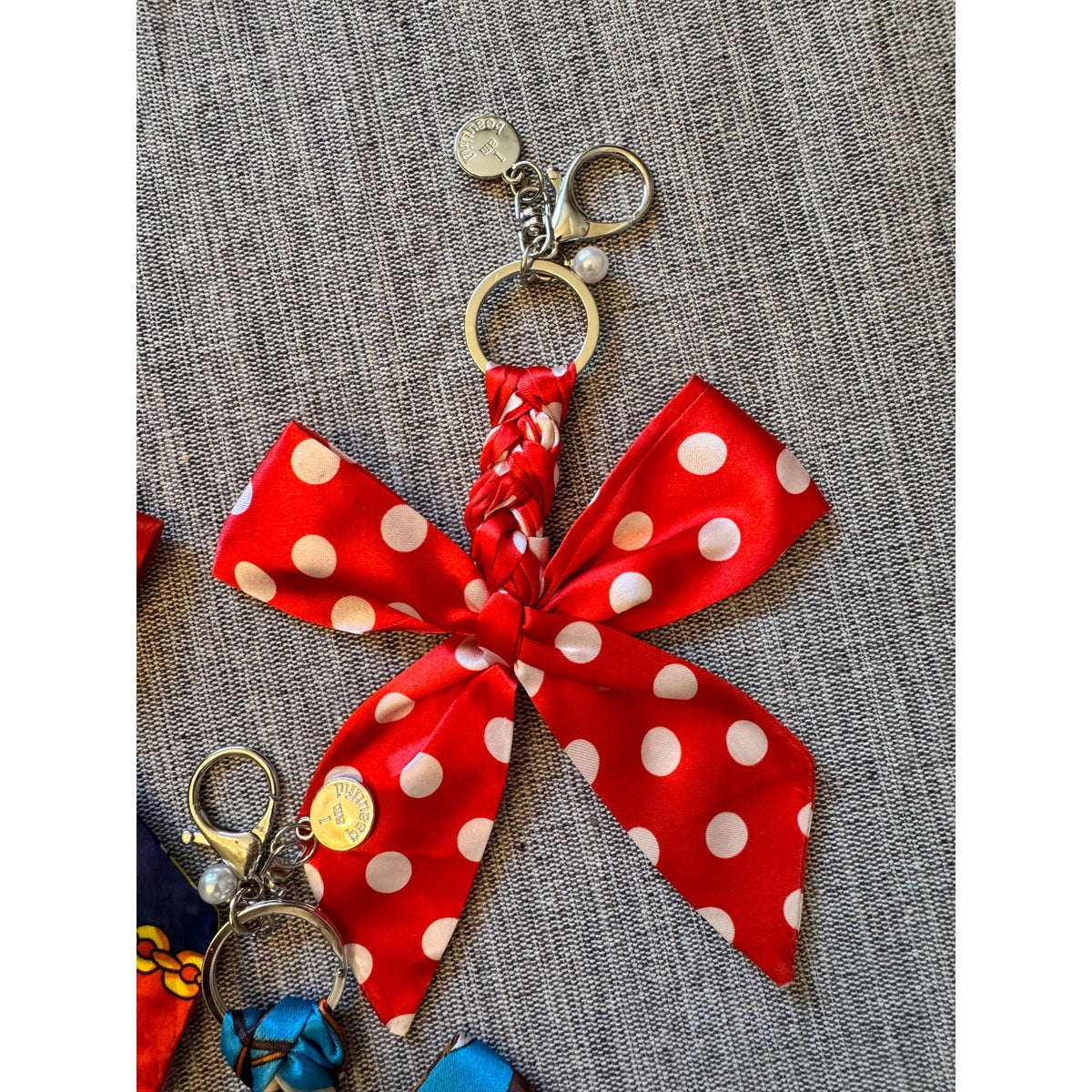 Set of 3 Bow Bag Charms Purse Charm Polka Dot Bow Keychain Purse Accessory