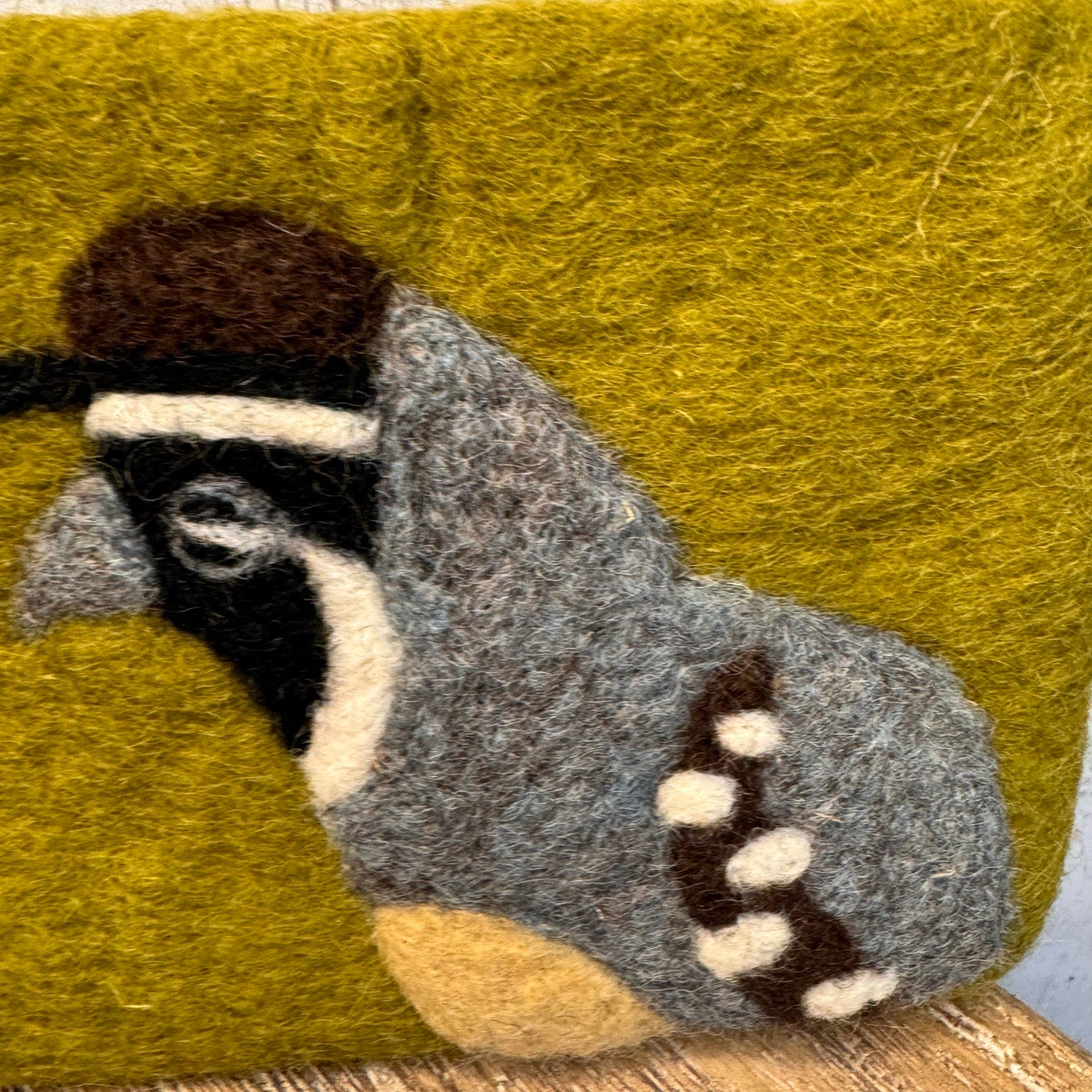 Felted Wool Green Wallet Pouch California Quail Makeup Bag New FAST SHIP