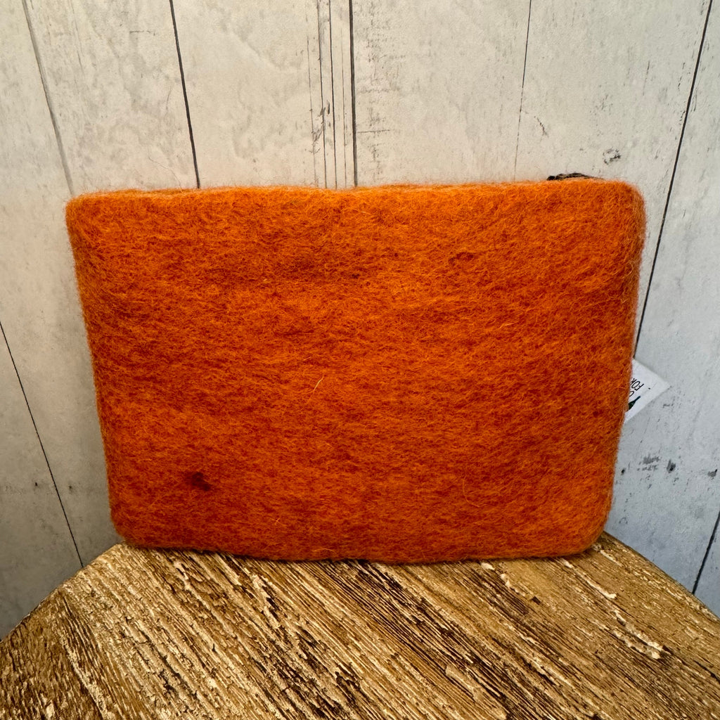 Felted Wool Brown Wallet Pouch Chickadee Bird Lover Makeup Bag New FAST SHIP