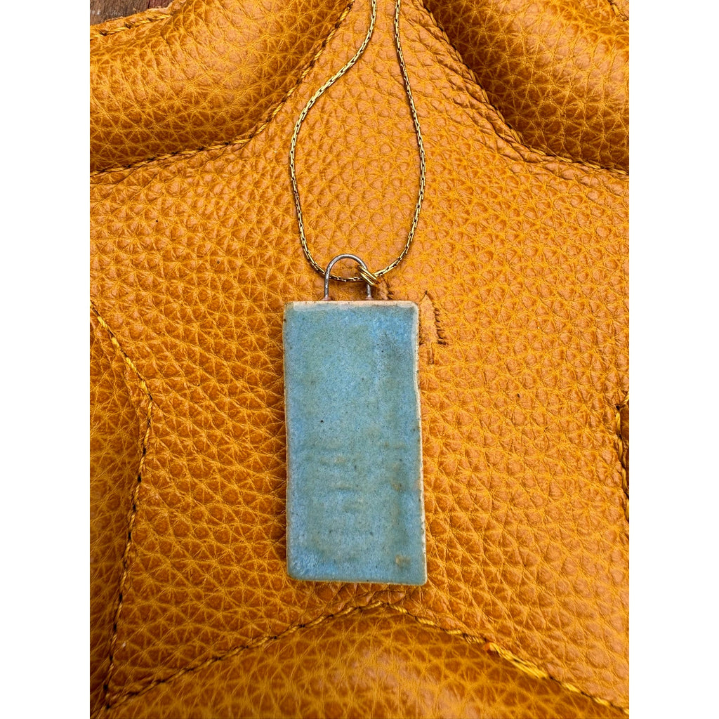 Sunburst Kiln Fired Ceramic Necklace Ceramic Rectangle Pendant Jewelry Necklace