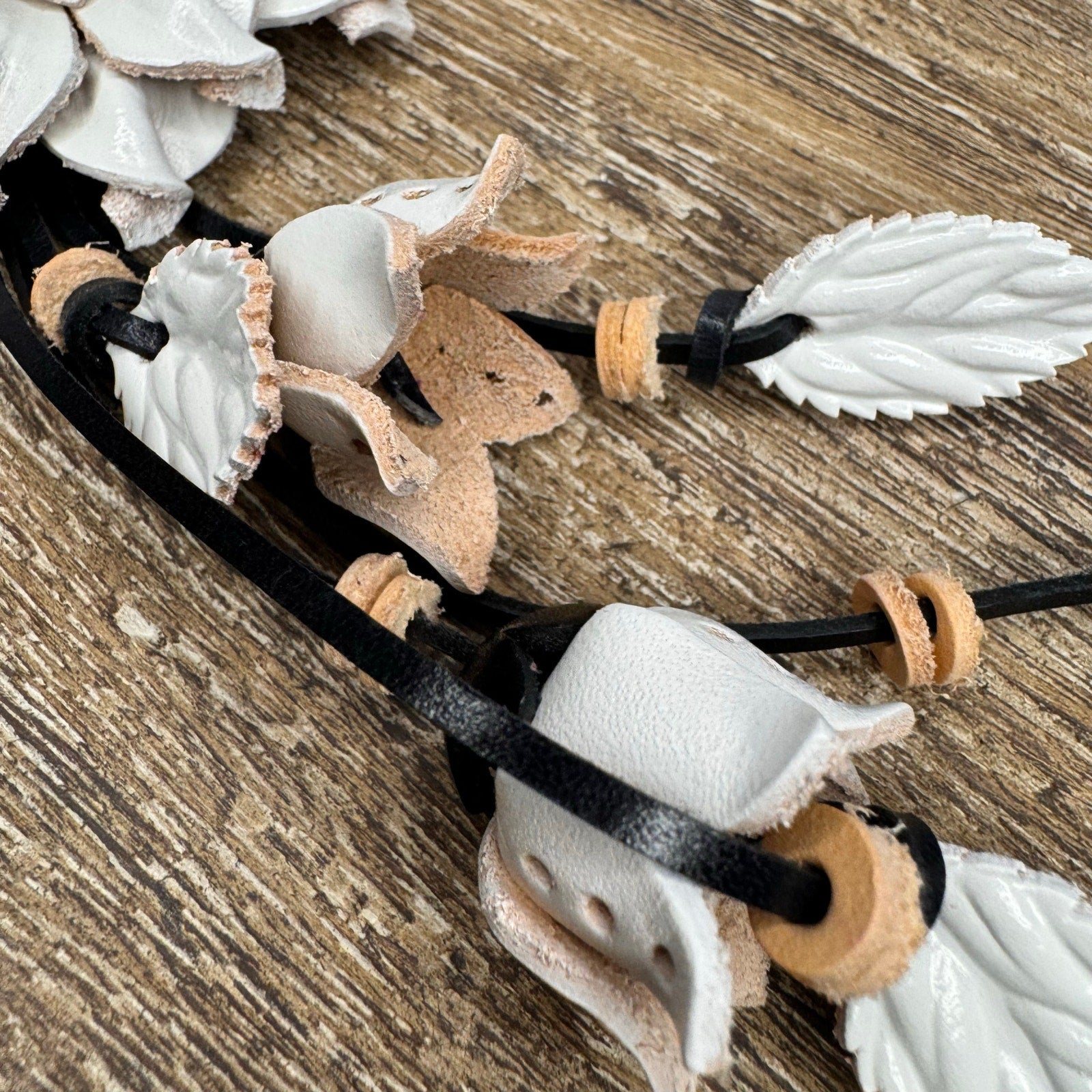 White Dahlia Leather Flower Purse Charm Genuine Leather White Flower Bag Charm
