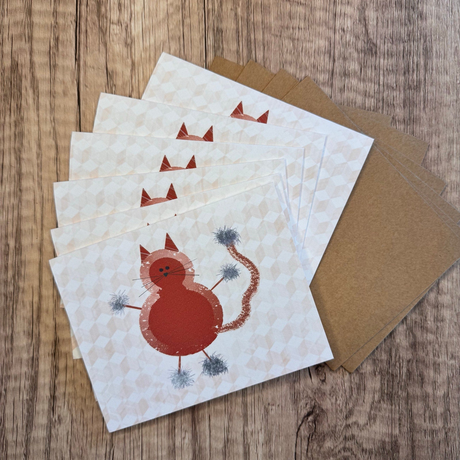 Greeting Cards Blank Notes Cat Lover Orange Cat 6 w/Envelopes Custom Art NEW!