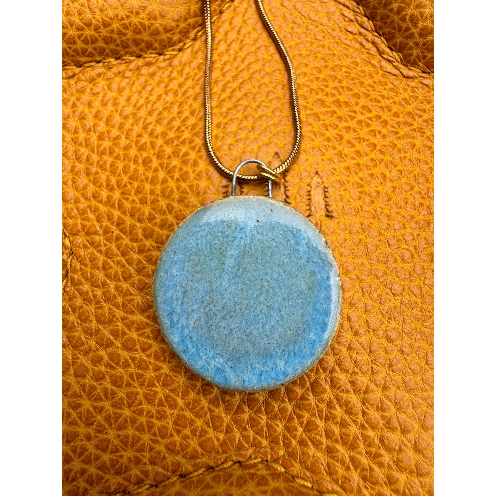 Kiln Fired Circle Geometric Necklace Handcrafted Sunshine Sunrise Jewelry