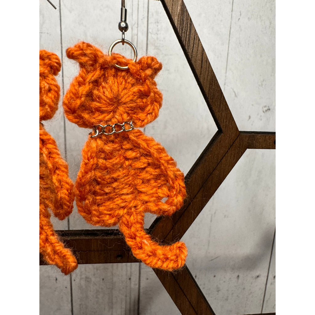 Ginger Cat Crochet Earrings Orange Kitty Accessories Orange Cat Earrings