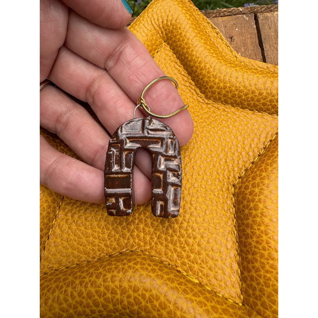 Horsehoe Pendant Necklace Ceramic Kiln Fired Handcrafted Pendant Jewelry