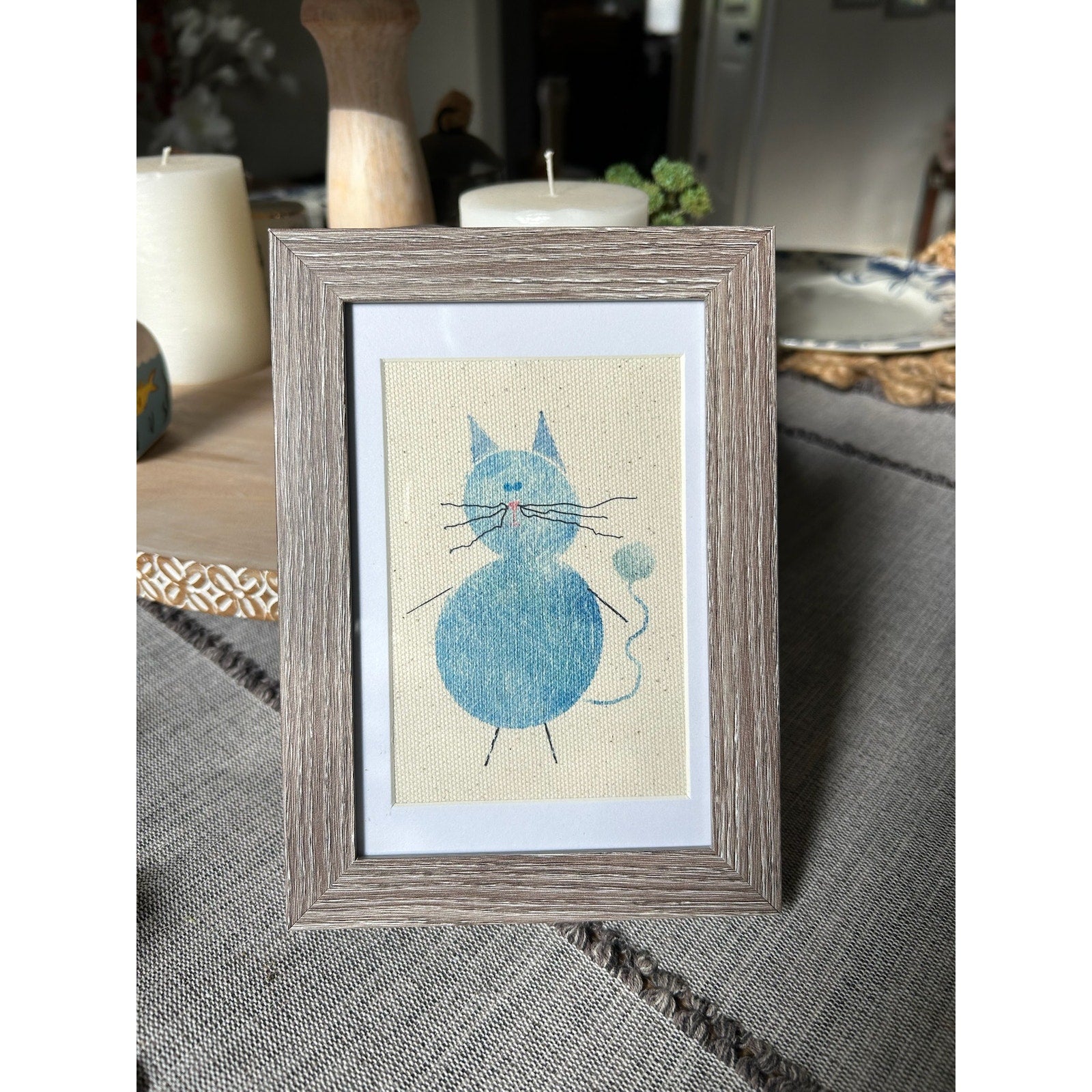Kitty Cat Mini Picture Frame 6 x 4 Original Wall Art Canvas Gary the Cat