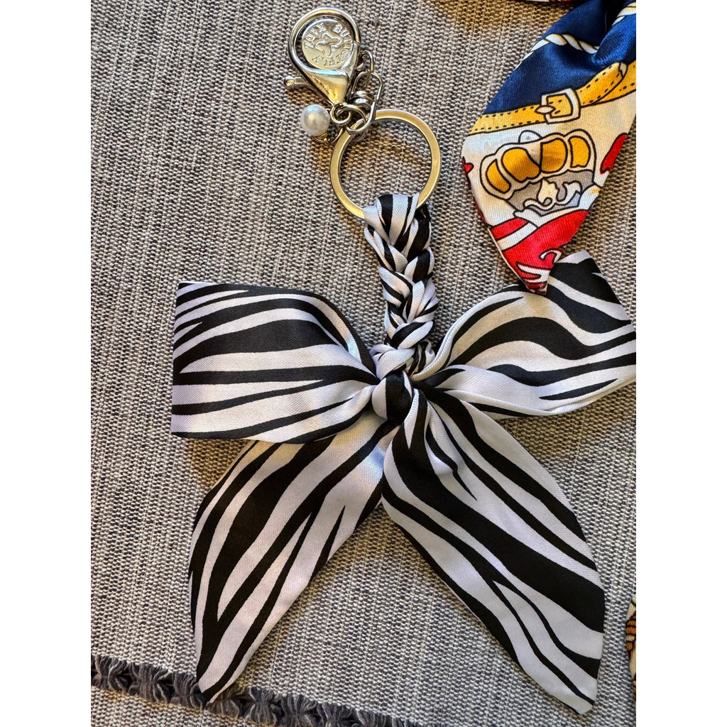 Set of 3 Bow Bag Charms Purse Charm Zebra Bows Keychain Purse Accessory