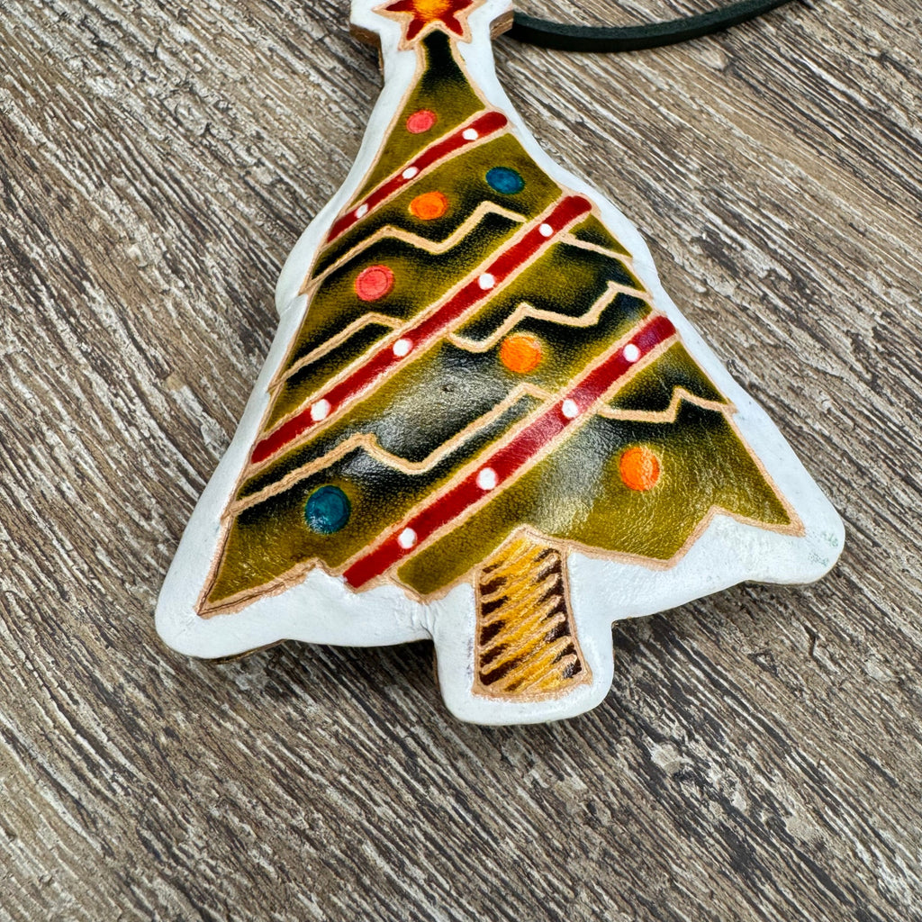 Christmas Tree Purse Charm Genuine Leather Holiday Bag Charm Christmas Trees