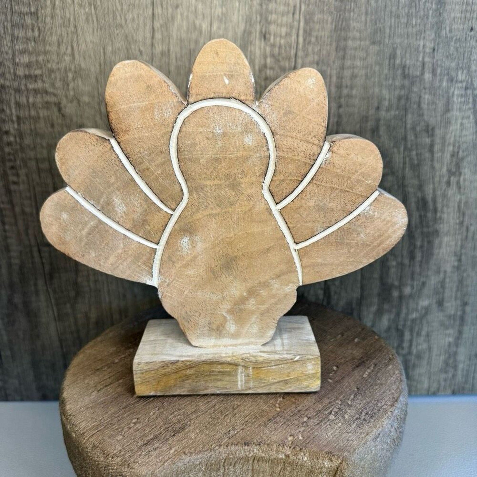 Rustic Turkey Thanksgiving Decor Mango Wood NEW FAST SHIP