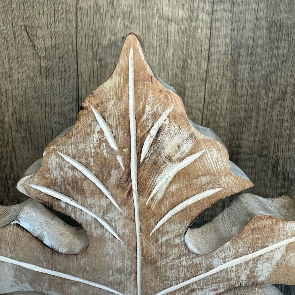Rustic Maple Leaf Decor Mango Wood NEW FAST SHIP