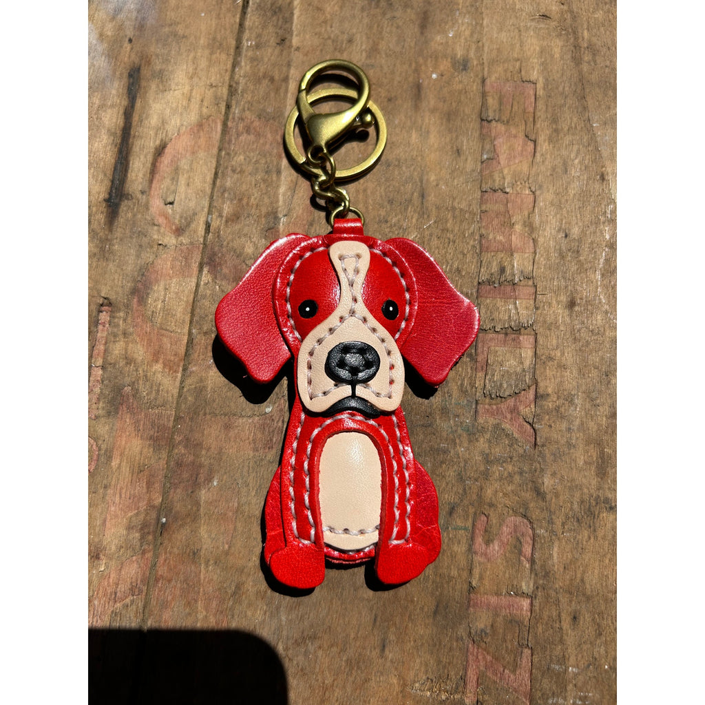 Genuine Leather Hound Dog Bag Charm Dog Lover Golden Retriever Red Dog