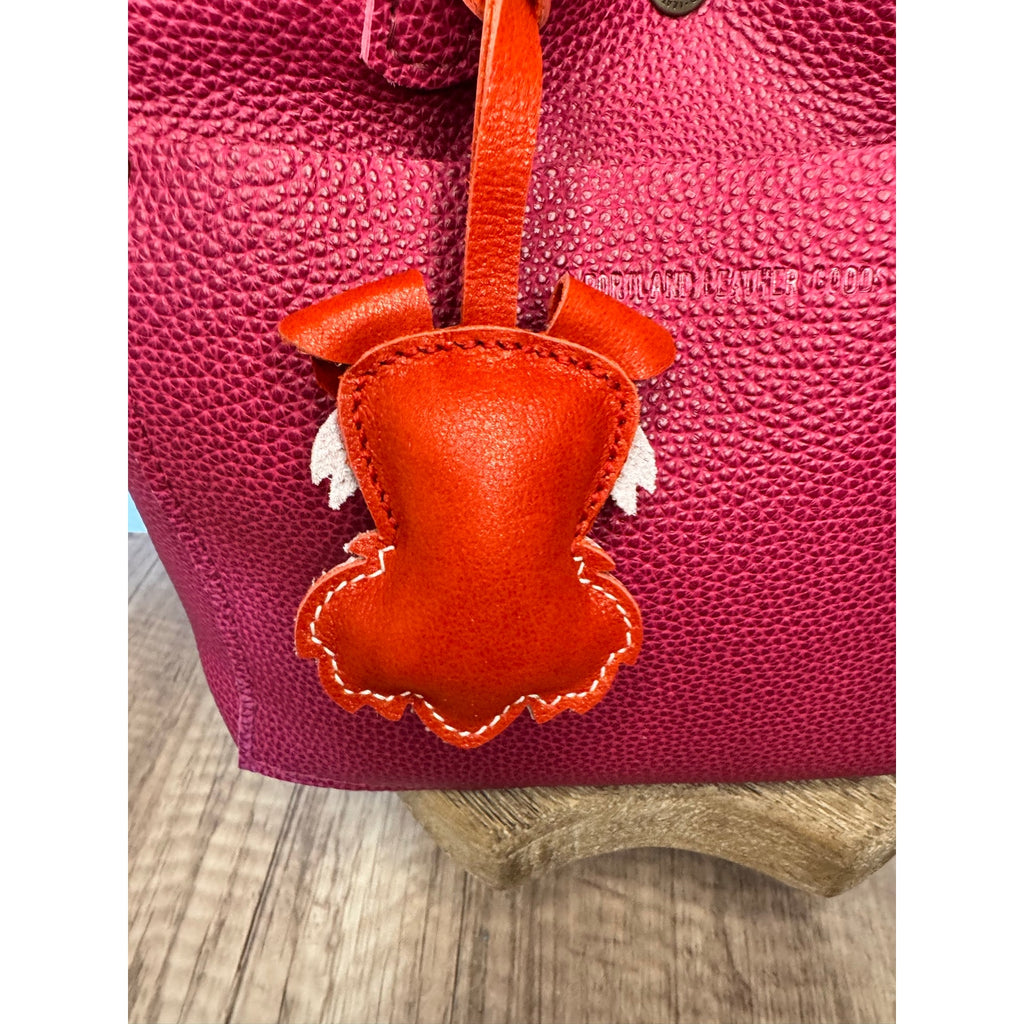 Genuine Leather Dog Purse Charm Orange Red Schnauzer Bag Charm Purse Dog lover