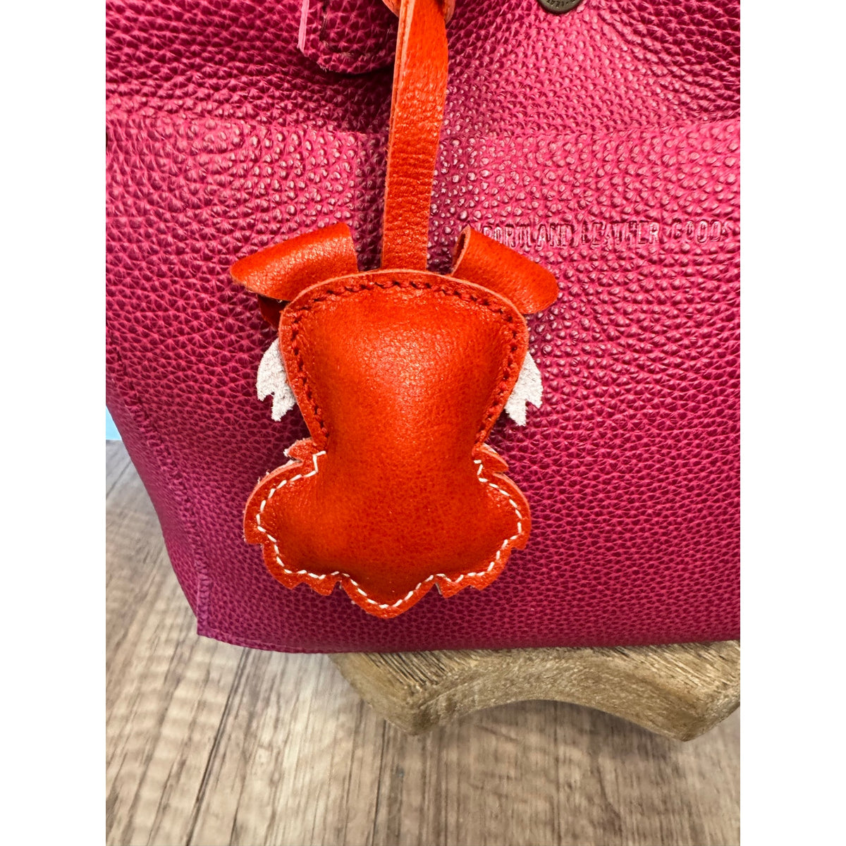 Genuine Leather Dog Purse Charm Orange Red Schnauzer Bag Charm Purse Dog lover
