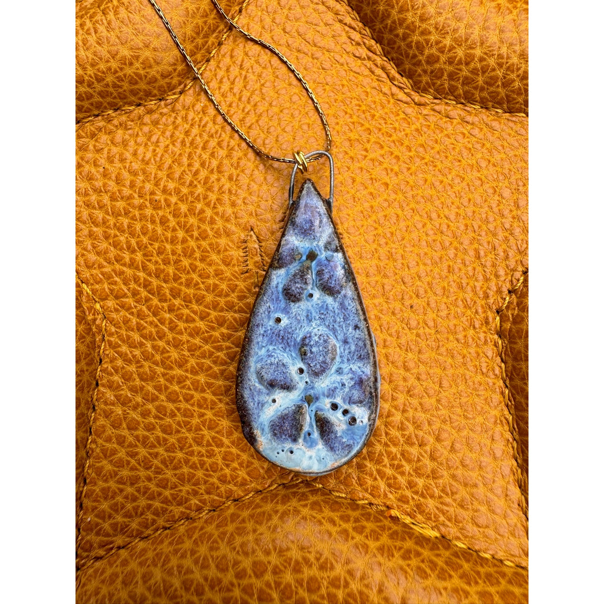 Teardrop Kiln Fired Ceramic Necklace Ceramic Teardrop Pendant Jewelry Necklace