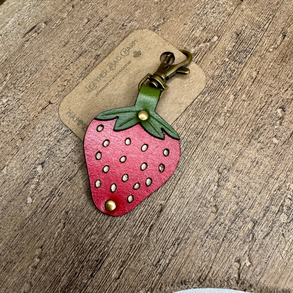 Leather Purse Charm  Strawberry Bag Charm Genuine Leather Crossbody Charm NEW