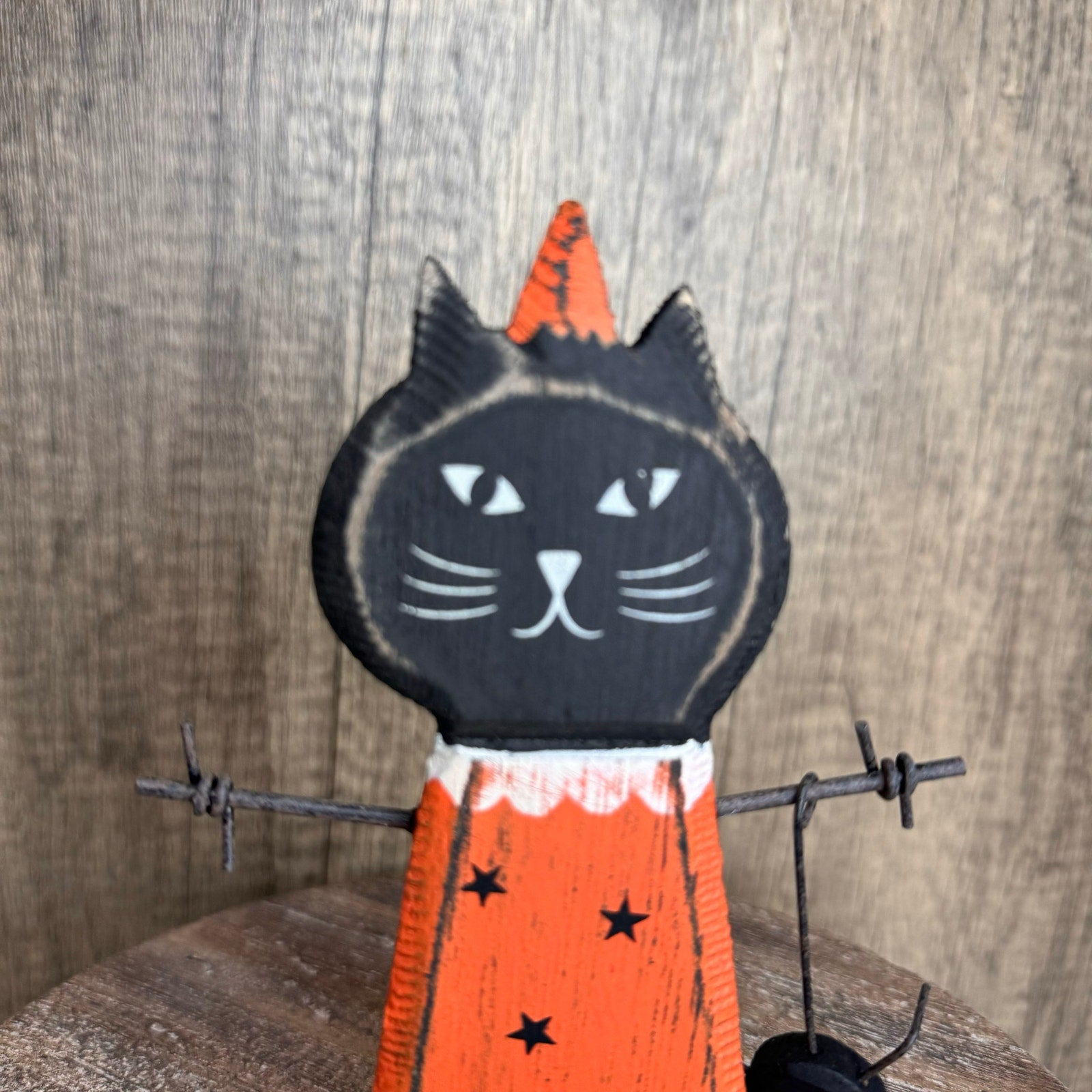 Rustic Halloween Home Decor Sitter Wood Black Cat Fall Autumn FAST SHIP NEW