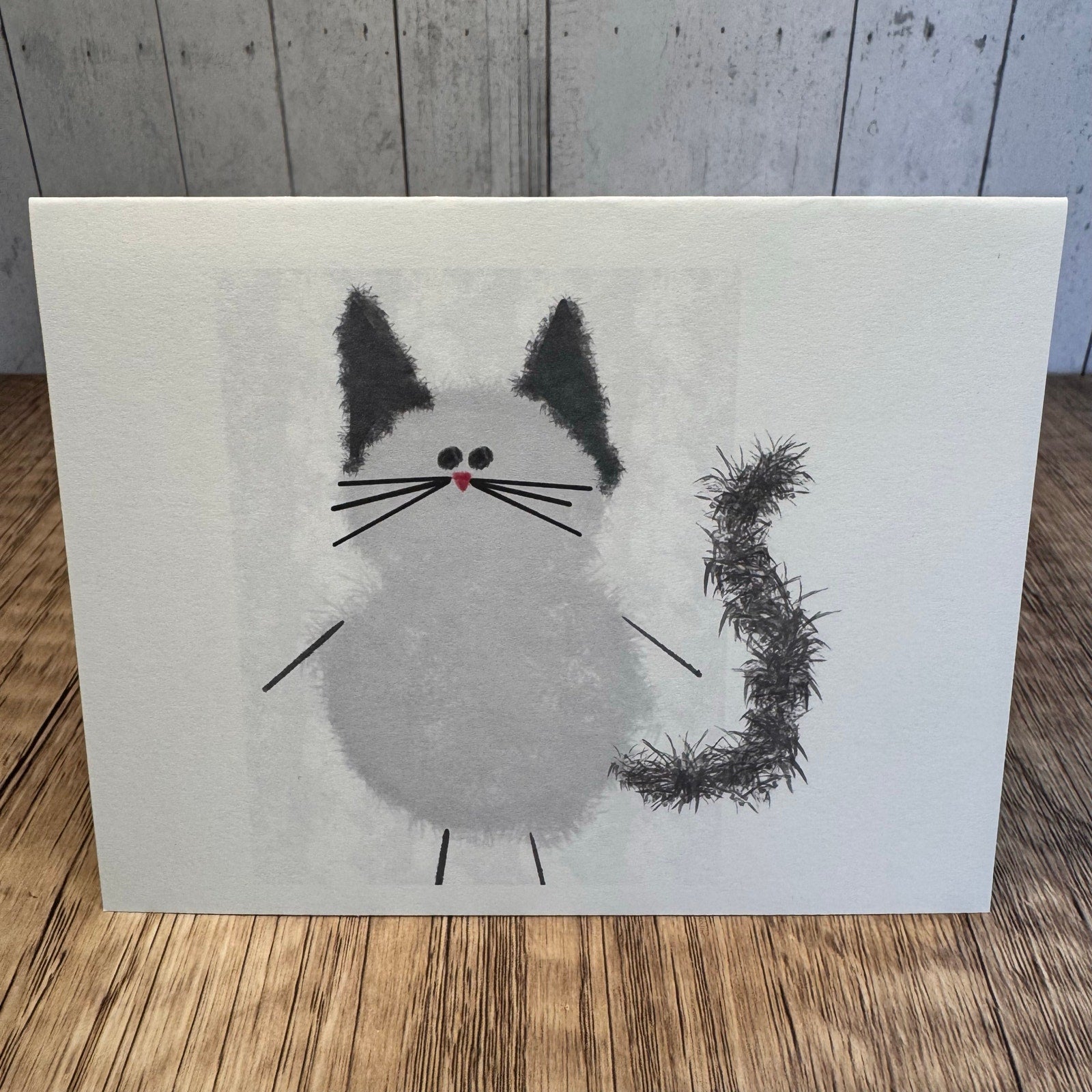 Greeting Cards Blank Notes Cat Lover Gray Cat 6 w/Envelopes Custom Art NEW!