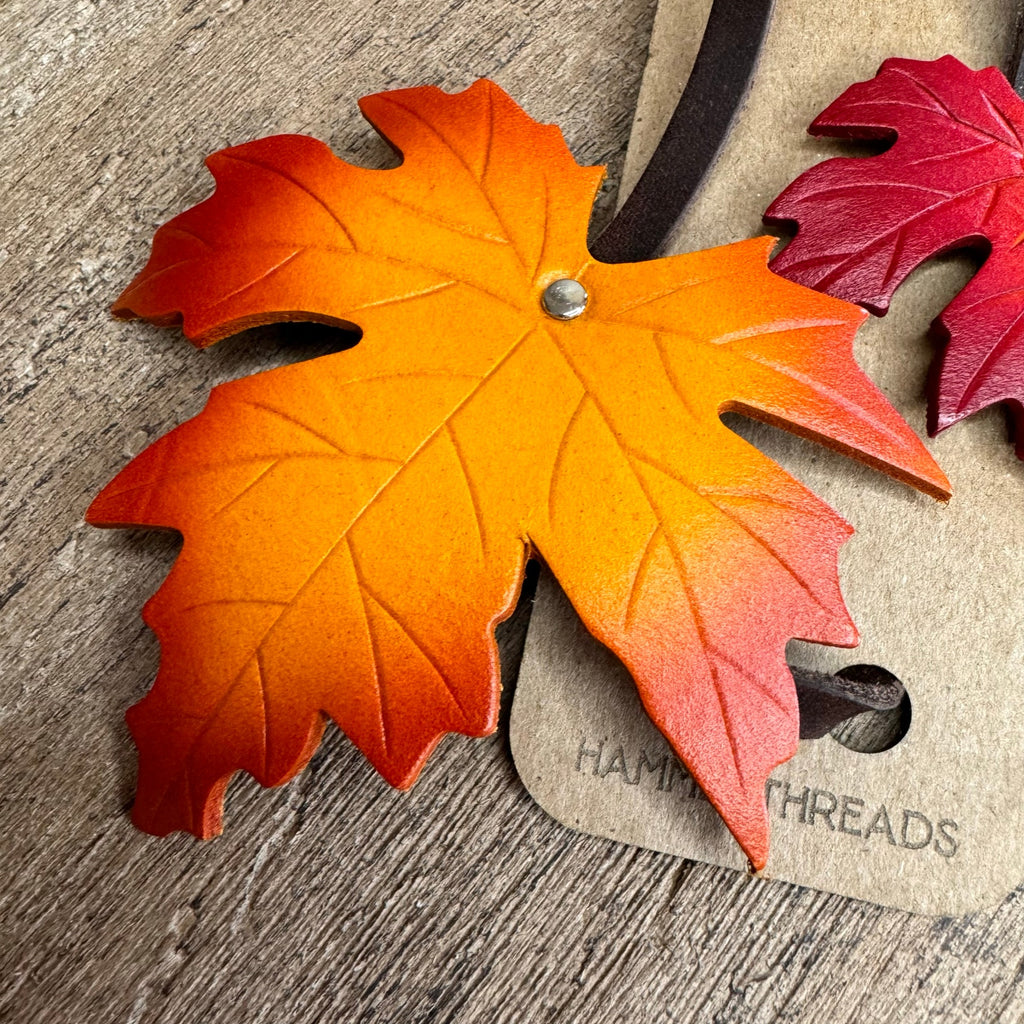Leather Purse Charm Maple Leaf Bag Charm Genuine Leather Purse Keychain NEW