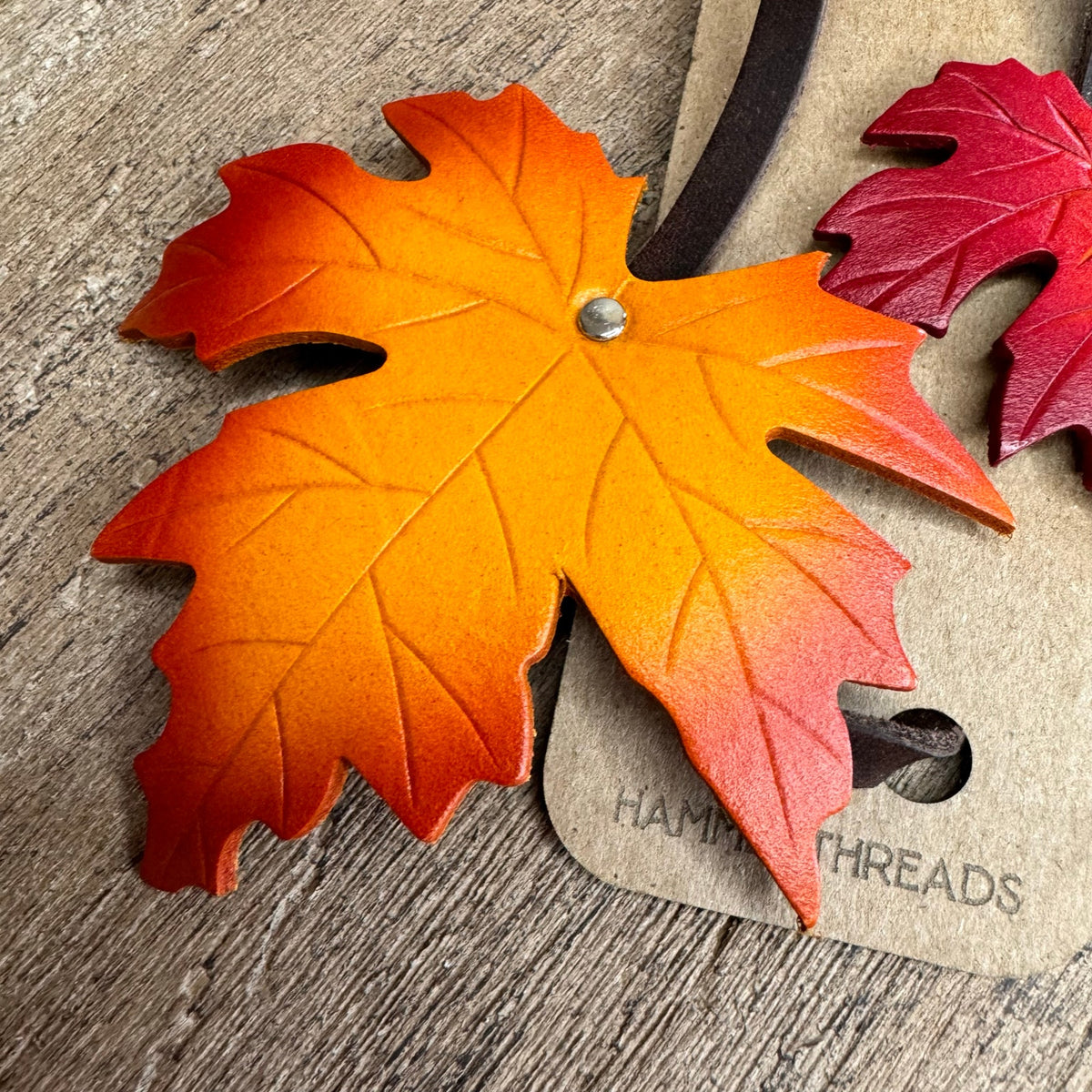 Leather Purse Charm Maple Leaf Bag Charm Genuine Leather Purse Keychain NEW