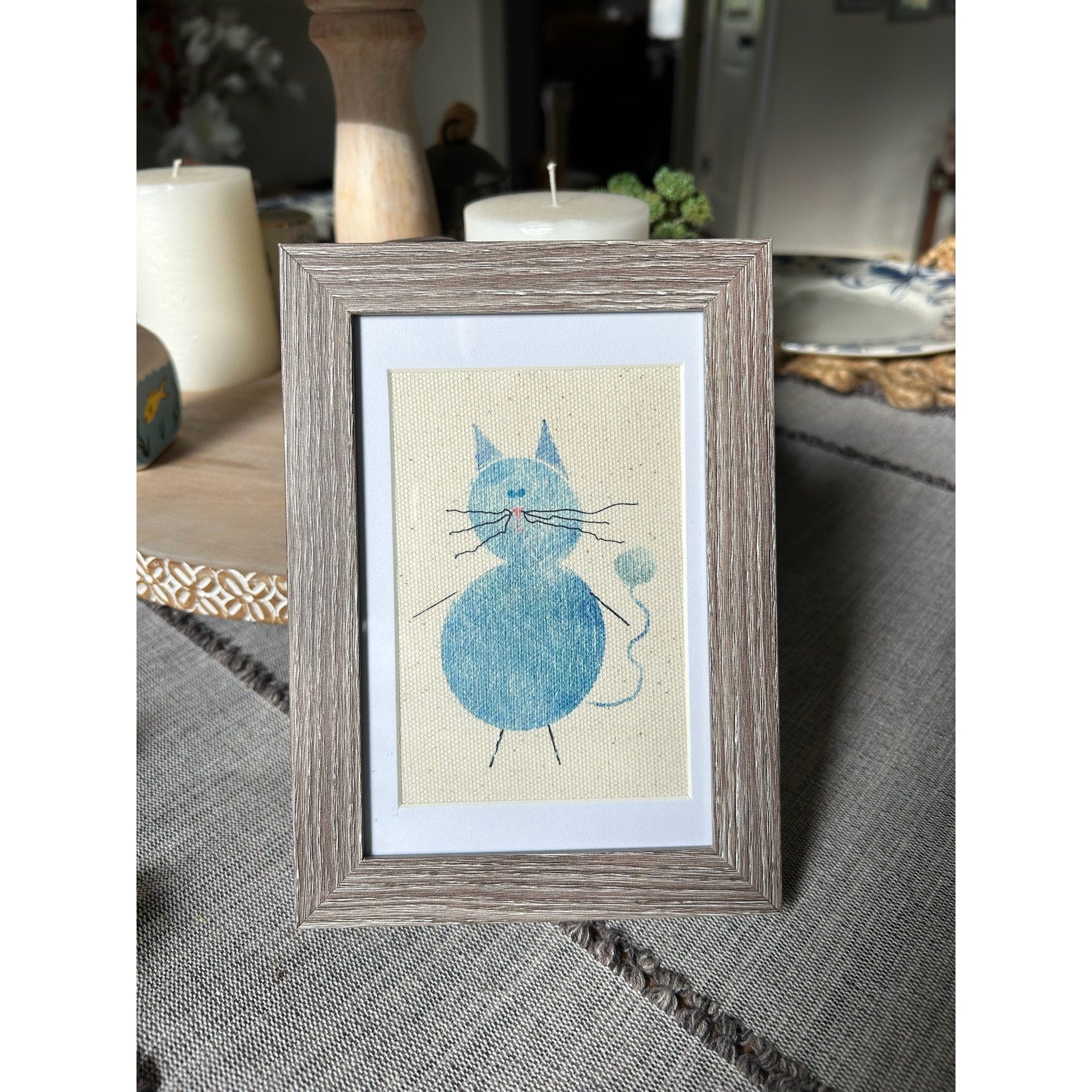 Kitty Cat Mini Picture Frame 6 x 4 Original Wall Art Canvas Gary the Cat