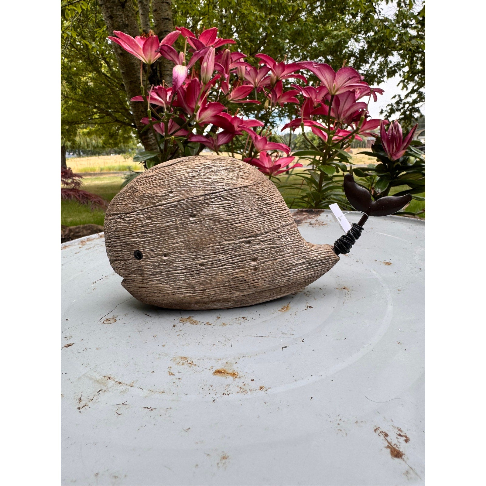 Rustic Mini Whale Sitter Set of 3 Wood Home Decor Beach House FAST SHIP NEW