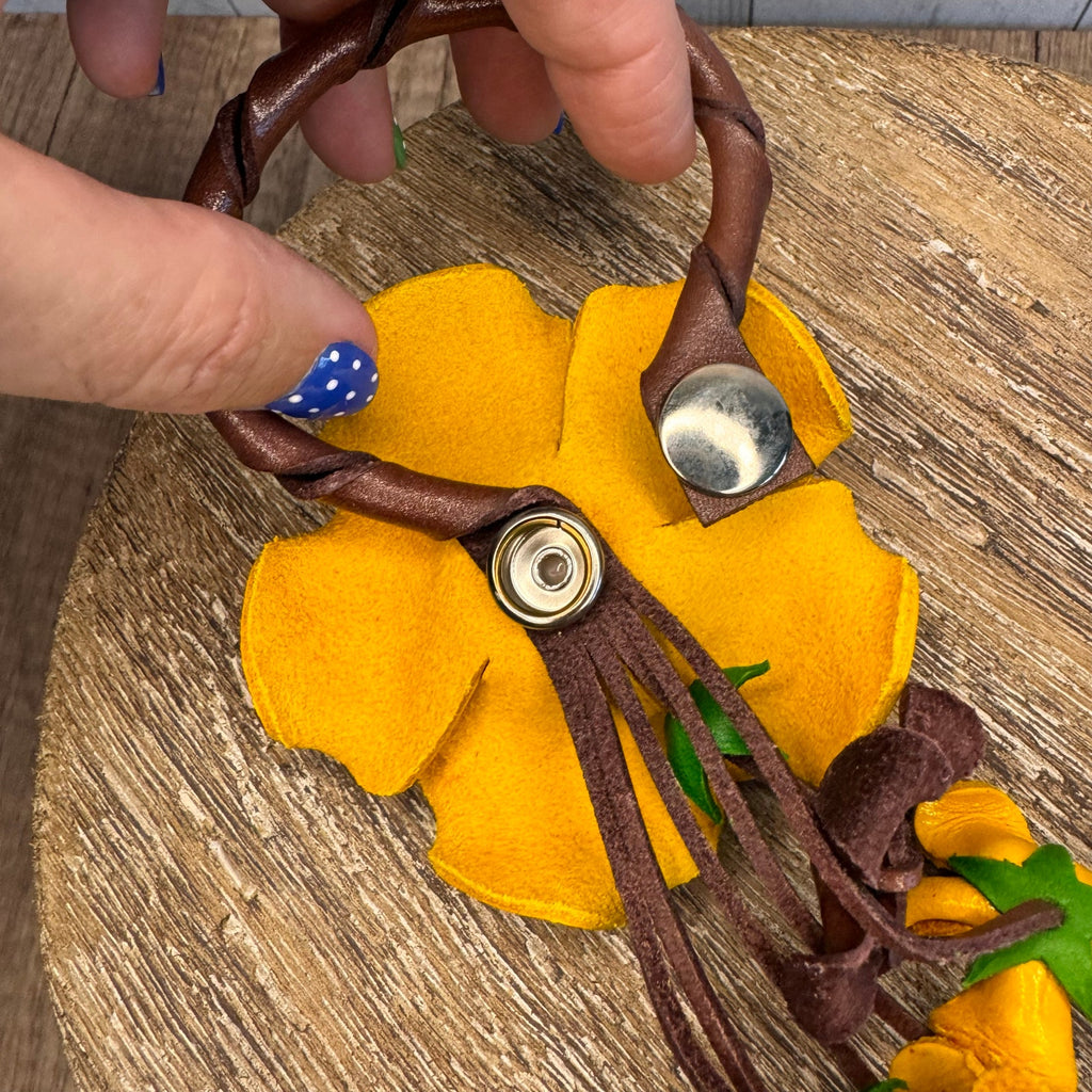 Leather Yellow Rose Purse Charm Genuine Leather Flower Bag Charm NEW FAST SHIP
