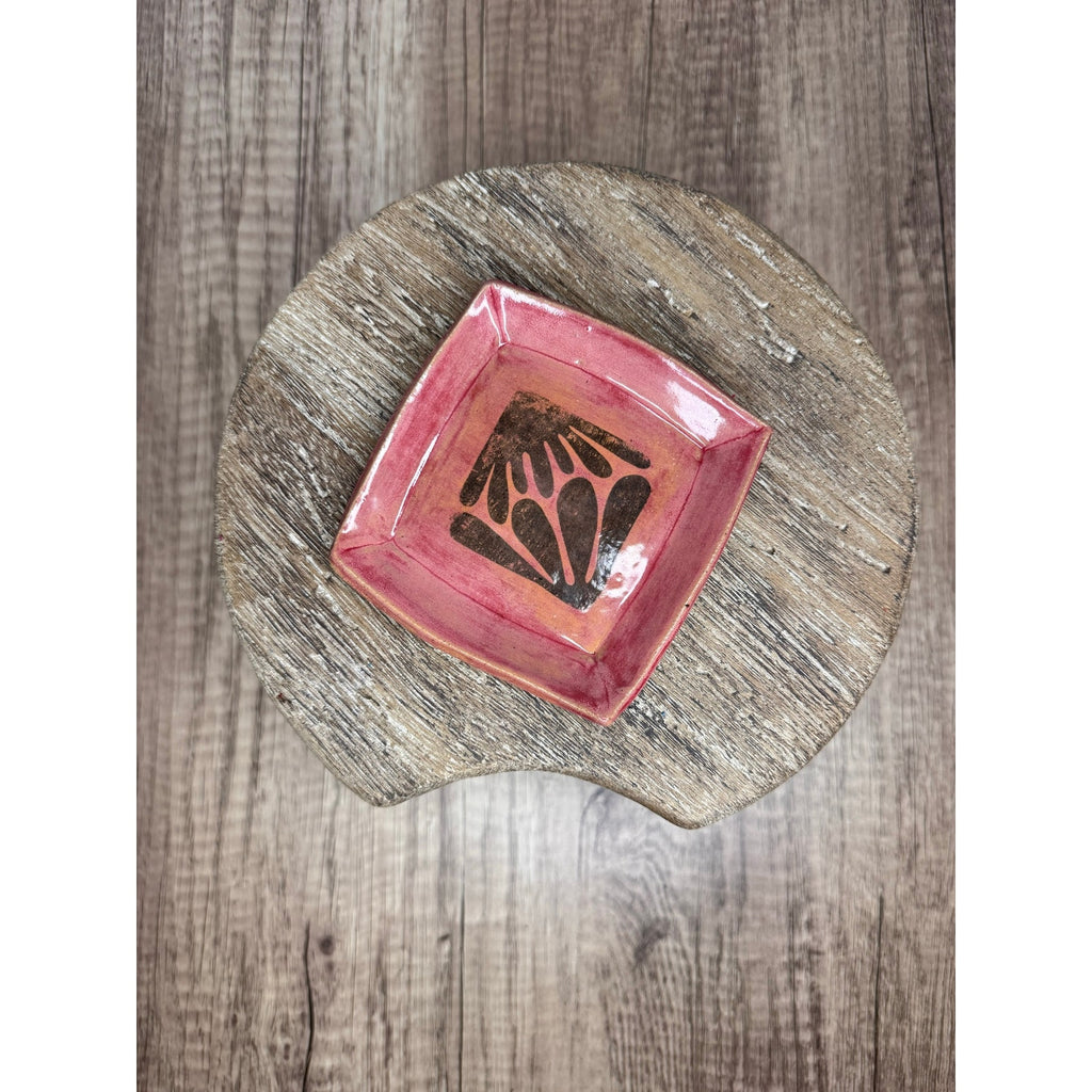 Pottery Trinket Dish Bowl Jewelry Holder Red Pink Gift for Her Trinket Tray